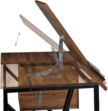 Relaxdays Schreibtisch neigbar, verstellbare Arbeitsfläche, Laptoptisch oder Zeichentisch, HBT 75x110x55cm,  (Holz Schwarz)