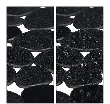 Relaxdays rutschfeste Badewannenmatte Steinoptik, waschbar, 36x68 cm, mit Saugnäpfen, Schwarz