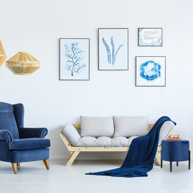 Relaxdays Blauer Samthocker