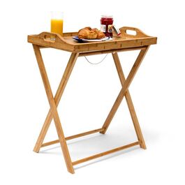 Relaxdays Tabletttisch Bambus 63,5 cm natur
