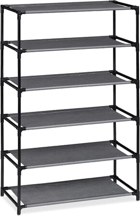 Relaxdays Schuhschrank Stoff, 5 Fächer, 15 Paar Schuhe, Abnehmbarer Bezug, Schuhregal, HxBxT: 90 x 60 x 30 cm, anthrazit