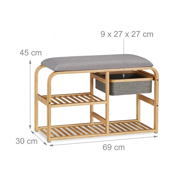 Relaxdays Schuhbank Bambus mit Sitzfläche