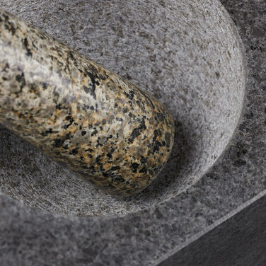 Relaxdays Eckiger Mörser mit Stößel aus Granit
