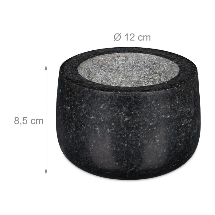 Relaxdays Granit Mörser mit Stößel 12 cm