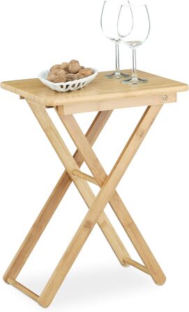 Relaxdays klappbarer Beistelltisch, Bambus, rechteckig, ca. 52x40x31 cm, natur