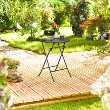 Relaxdays Runder Gartentisch in Rattan-Optik