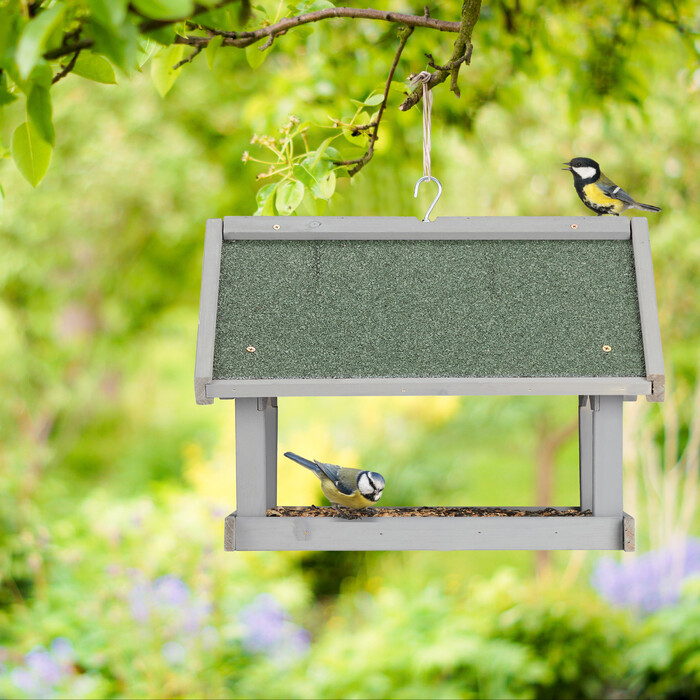Relaxdays Graues Vogelfutterhaus zur Wandmontage