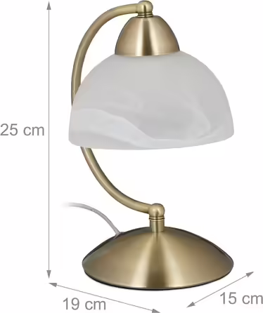 Relaxdays Tischlampe Touch, Retro Design, E14-Fassung, dimmbare Nachttischlampe, Glas & Eisen, HBT 25 x 15 x 19 cm, gold