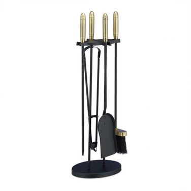 Relaxdays 5-teiliges Kaminbesteck schwarz/gold