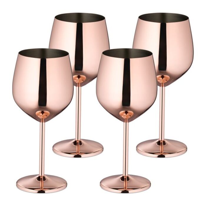 Relaxdays Weingläser Edelstahl 4er Set