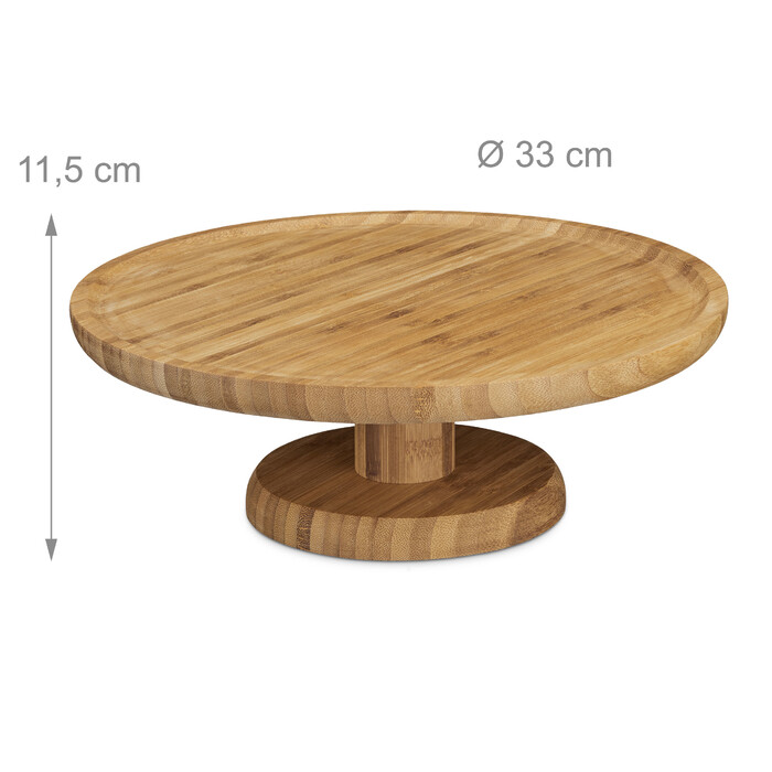 Relaxdays Tortenplatte Bambus Ø 33 cm
