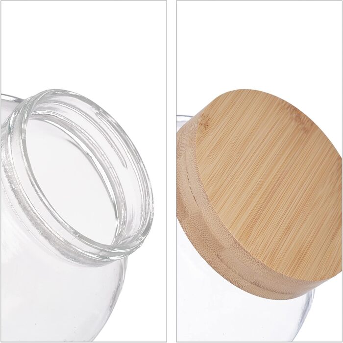 Relaxdays Bonbonglas, 2er Set, Vorratsgläser Süßigkeiten, 1,5 l, transparent/Natur