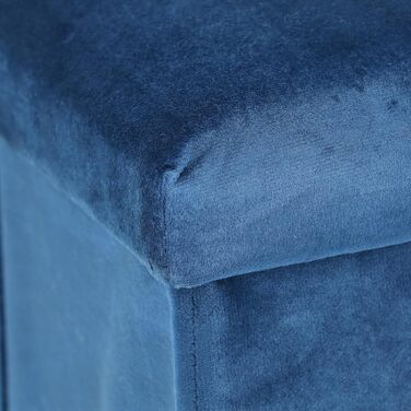 Relaxdays Sitzhocker, faltbar, 38x38x38 cm, Stauraum, MDF & Samt, blau