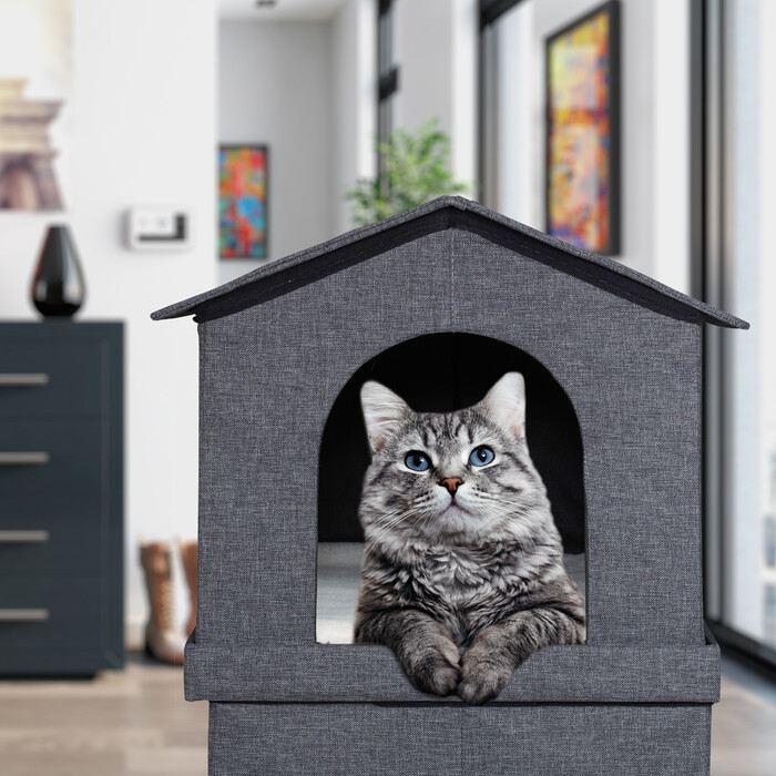 Relaxdays Katzenhaus 2 Etagen für drinnen