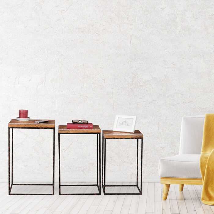 Relaxdays Beistelltisch 3er Set Mangoholz