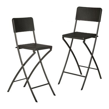 Relaxdays 2er Set Barhocker Rattan