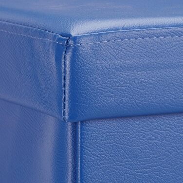 Relaxdays Sitzhocker, Leder, 38x38x38 cm, Blau