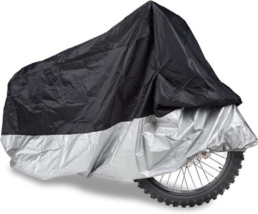 Relaxdays Motorrad Abdeckplane, Größe XL, wasserdicht, Motorradabdeckung Indoor & Outdoor, mit Gummizug, schwarz/Silber