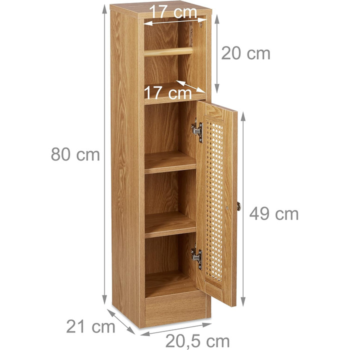 Relaxdays Toilettenpapierhalter stehend, Badezimmeregal HBT: 80x20,5x21 cm, Holzoptik, schmaler WC Papier Schrank, braun