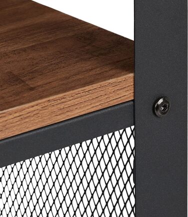 Relaxdays TV Bank, 3 Ablagen, Metall, Holzmaserung, für Wohnzimmer, Industrial, Couchtisch, HxBxT: 51x100x40 cm, braun
