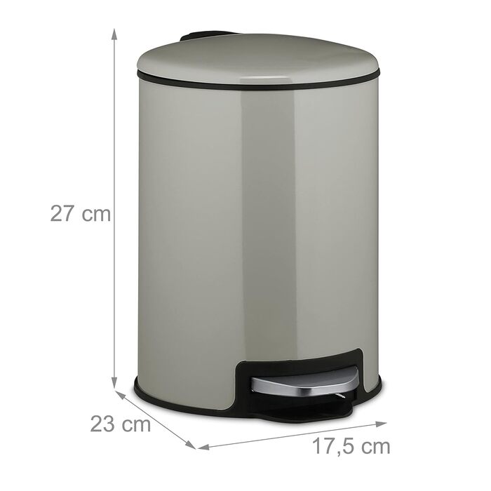 Relaxdays Kosmetikeimer 3 Liter, Treteimer mit Absenkautomatik, entnehmbarer Inneneimer, kleiner Mülleimer Bad, hellgrau