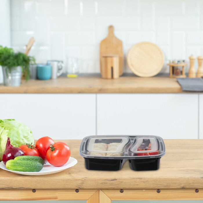 Relaxdays 10er Set Meal Prep Boxen 2 Fächer