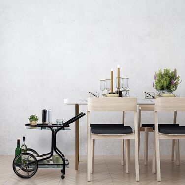 Relaxdays Servierwagen, 2 Ablagen, 76x46x82 cm, Glas & Eisen, Beistellwagen auf Rollen, schwarz