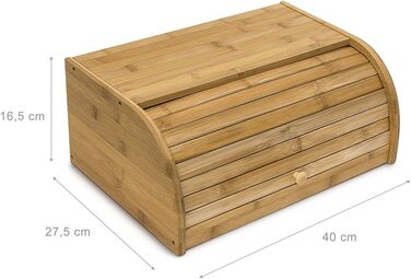 Relaxdays Brotkasten Bambus HBT: 16,5 x 40 x 27,5 cm Rollbrotkasten für aromadichte Brot Aufbewahrung Brotkiste mit Rolldecke