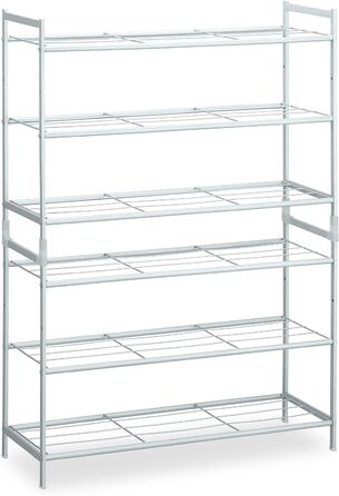 Relaxdays Metall Schuhregal, 3 Ebenen, erweiterbar, Flur Schuhgestell HBT 50 x 70 x 26 cm, 9 Paar Schuhe, offen, (Weiß)