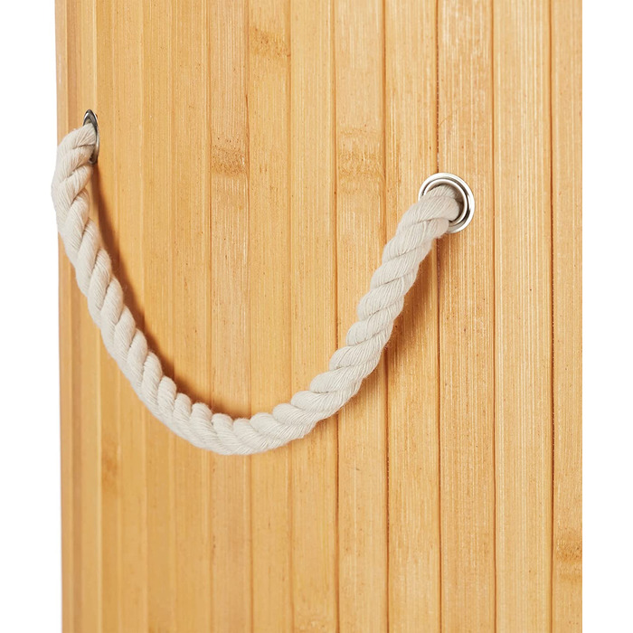 3x faltbarer Bambus-Wäschekorb mit Deckel, 70L, Baumwoll-Wäschesack, Ø 4cm, grau (Creme, Weiß, 3)