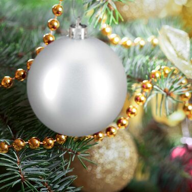 Relaxdays Weihnachtskugeln, 100er Set, Weihnachtsdeko, matt, glänzend, glitzernd, Christbaumkugel ∅ 3, 4 & 6 cm, (Silber)