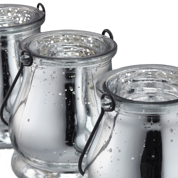 Relaxdays Silbernes Windlicht im 12er Set