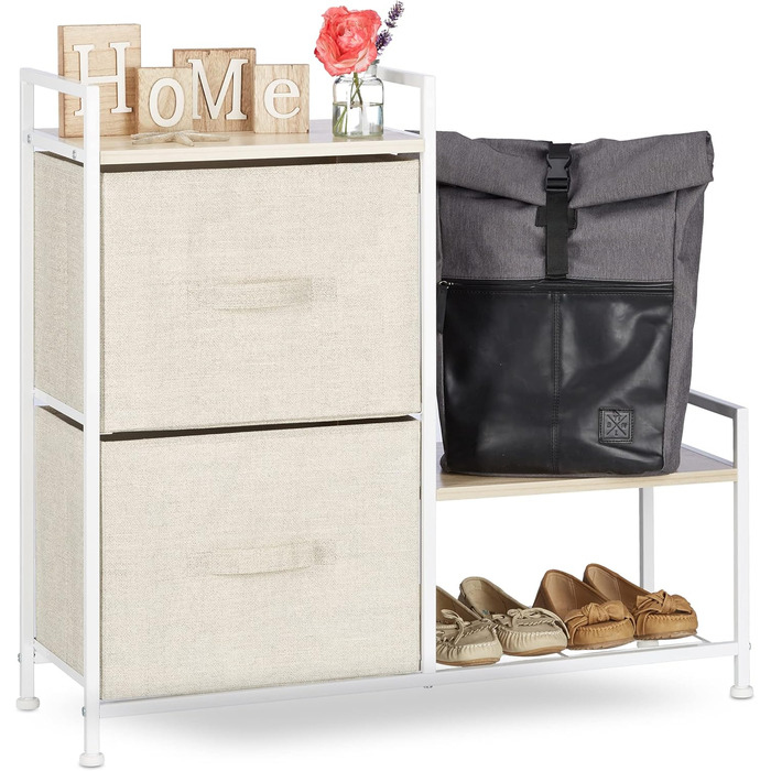 Relaxdays Regalsystem, 5 Schubladen, Metall & Holz, 77,5x83x29 cm, beige, (Design G)