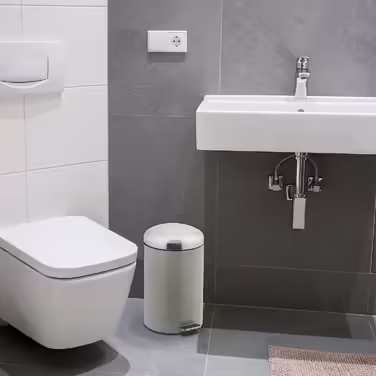 Relaxdays Treteimer, 12 l, Absenkautomatik, herausnehmbarer Inneneimer, Badabfalleimer, Metall, Grau und Silber