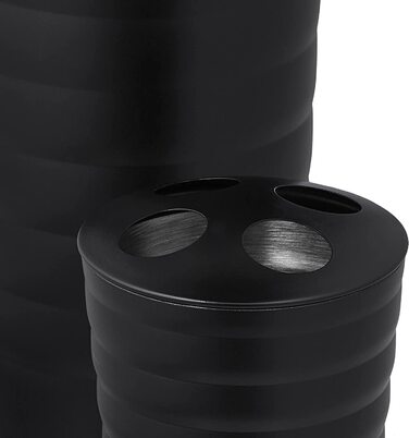 Relaxdays Badezimmer Set, 5-teilig, Badaccessoires Edelstahl matt, komplette Badezimmerausstattung, modern, schwarz 10038861
