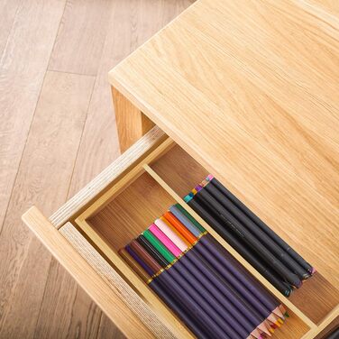 Relaxdays Besteckkasten, 4 Fächer, Bambus, Schubladenkasten klein