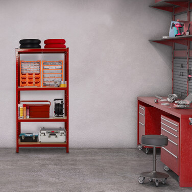 Relaxdays Schwerlastregal 150 cm rot