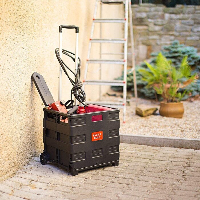 Relaxdays Einkaufstrolley, Klappbar, Einkaufsroller bis 35 kg, Verstellbarer Griff, Mit Rollen, HBT: ca. 100 x 42 x 37 cm, sc