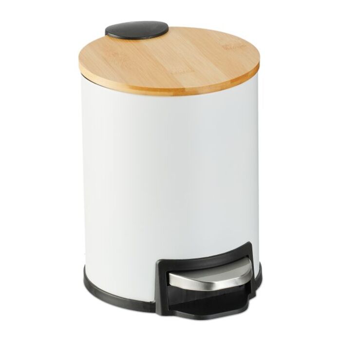 Relaxdays Bad Mülleimer 3 l mit Bambusdeckel