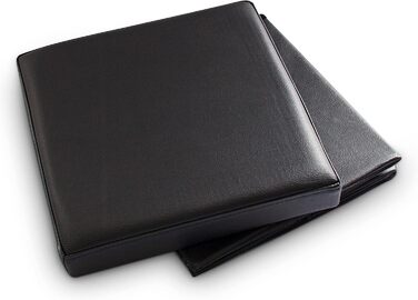 Relaxdays Sitzhocker, Leder, Schwarz, 38x38x38 cm