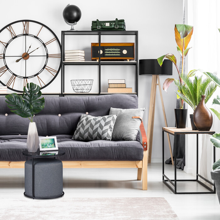 Relaxdays Beistelltisch mit integriertem Hocker