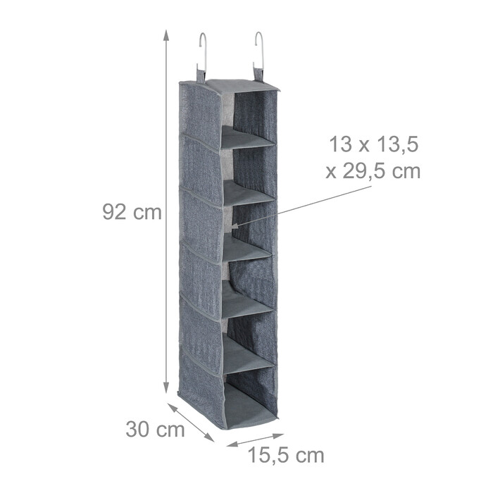 Relaxdays Kleiderschrank Hängeregal mit 6 Fächern