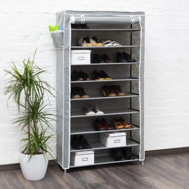 Relaxdays Schuhschrank Valentin, 9 Ablagen, HBT 161 x 88 x 30 cm, anthrazit