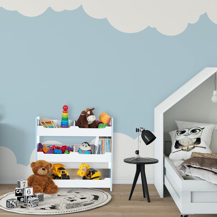 Relaxdays Kinderregal, HBT: 60 x 62,5 x 30 cm, 5 Fächer, MDF, Aufbewahrungsregal Kinderzimmer, Spielzeugregal, weiß/blau, L, (Medium)