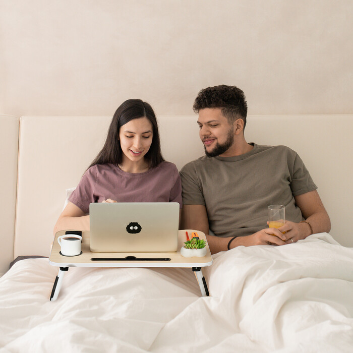 Relaxdays Laptoptisch mit Tablet- & Getränkehalter