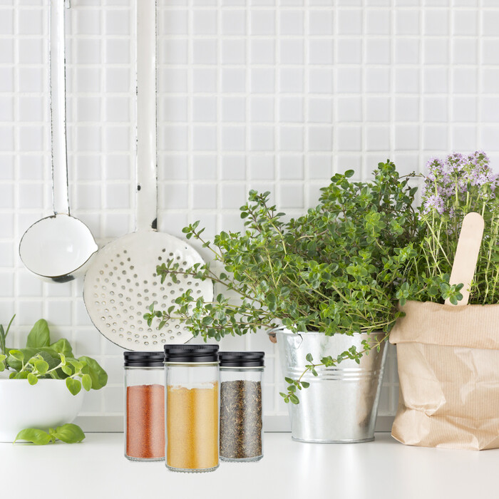 Relaxdays Rundes Gewürzgläser-Set mit Etiketten