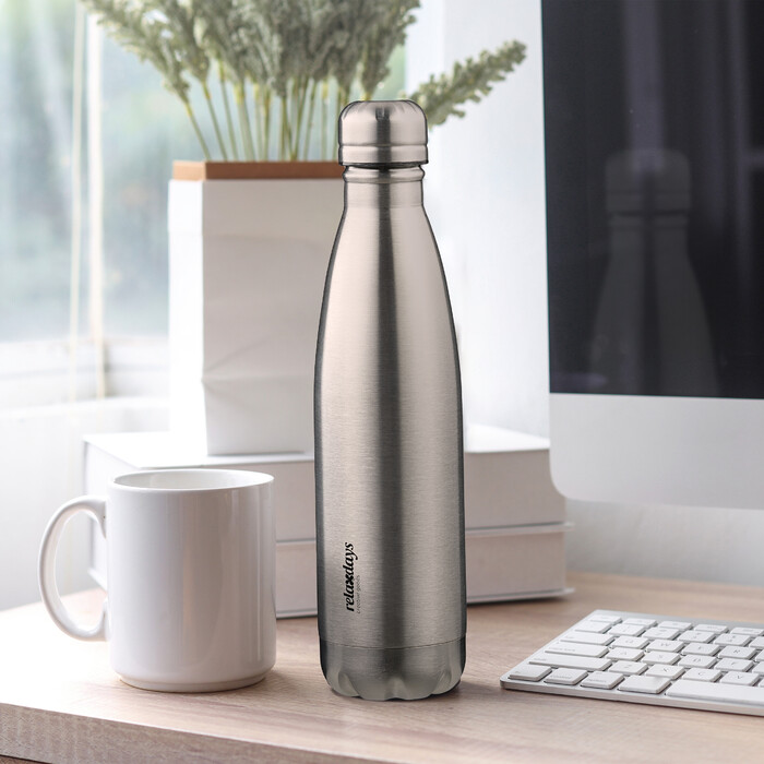 Relaxdays Trinkflasche Edelstahl 500 ml