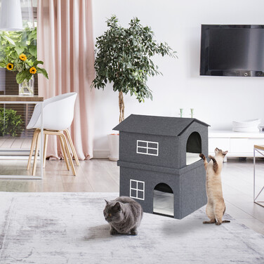Relaxdays Katzenhaus 2 Etagen für drinnen