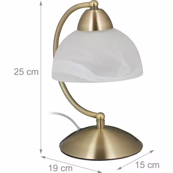 Relaxdays Tischlampe Touch, Retro Design, E14-Fassung, dimmbare Nachttischlampe, Glas & Eisen, HBT 25 x 15 x 19 cm, gold