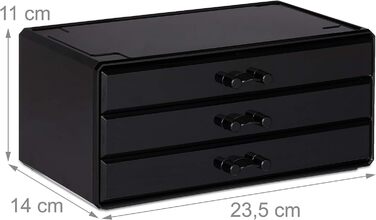 Relaxdays Make Up Organizer klein, 2-teilige Schminkaufbewahrung mit Schubladen, stapelbares Kosmetikregal,  1 Stück (Schwarz)